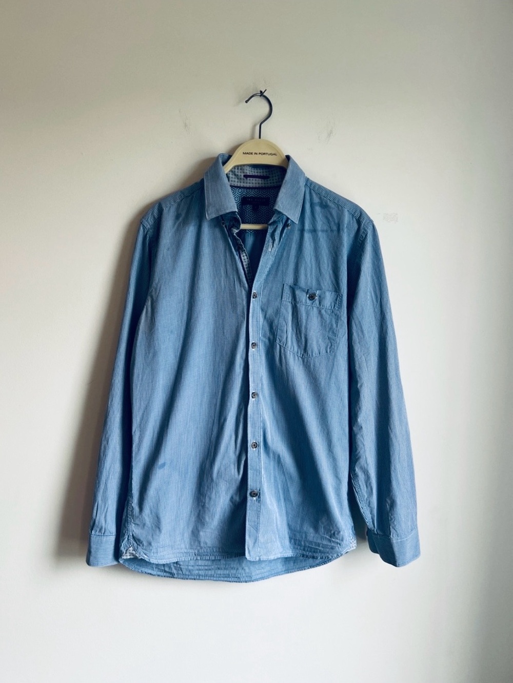 Ted Baker Men's Blue Gingham Button-Down Shirt TB 3 / Medium Preppy